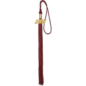 Graduation Tassel with Gold 2025 Year Charm 9.5" Long (Maroon)