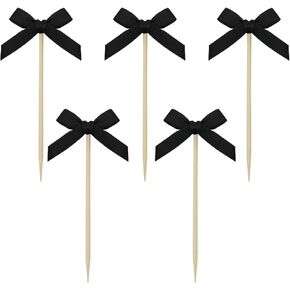 XGNG 20PCS Bow Cake Topper Bow Cupcake Insert Plaque Baking Decoration Inserts Fabric Bow Party Inserts Disposable Fruit Stick Dessert Stick
