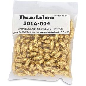 Beadalon 144 قطعة متوسطة المشبك برميل ، لوحة ذهبية