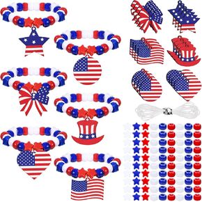 1024pcs 4th of July Crafts Day Independence Kit Kit Beads الوطنية وسحر العلم الأمريكي لصنع المجوهر