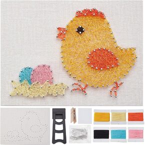 Infunly Easter Chick DIY سلسلة ART KIT EGGS Chick String Art Kit 3D Animal Animal All-I- الشاملة للمبتدئين مع تعليمات سهلة لصنع مجموعة ART STRING DIC
