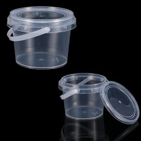 50 PCS 10 OZ SPINES مع أغطية ومقابض ، وحاويات دلو تخزين 300 مل من البلاستيك ، وحاوية تخزين الوحل الواضحة للحرف الفنية DIY الوحل ، الصباغ ، الأدوات الصغيرة ، مواد جزئية