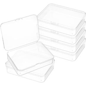 Bead Organizer Box, 6 Pcs Plastic Storage Containers Clear Rectangular Box for Jewelry Small Items Game Pieces Crafts Accessories School Supplies Hardware (4.1x2.9 Inches)