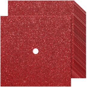 Gersoniel 24 Sheets ورقة بناء لزينة Cap Cap التخرج 10 × 10 '' مع 0.98 '' Hole Grad Cover Cover Cardstock for Graduation DIY Project Project (Red ، 250GSM Glitter Paper)