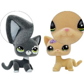 2pcs Custom-Made Flocked Animal Figure Fuzzy Collie Great Dane Dachshund Cocker Spaniel Dog Short Hair cat Old Pet Shop Toy Birthday Party Favor (#184 and #577) in Kuwait