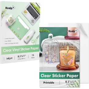 Koala Clear Sticker Paper مقاومة للماء وورقة ملصق واضحة غير مقاومة للماء لطابعات الحبر