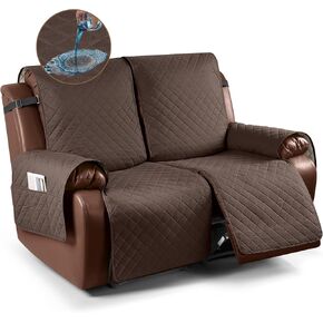 KinCam Waterproof Recliner Sofa Cover, Non-slip Reclining Couch Covers for 3 Seat, Recliner Couch Cover Furniture Protector with Elastic Straps for Pets, Kids, Chocolate
