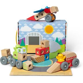 Melissa & Doug Blockables™ Vehicles Snap and Play, Mix and Match Connectable Wooden Building Blocks Play Set Toy for Preschool Boys and Girls (54 Pcs)