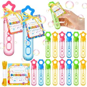 24 Pcs Mini Star Bubble Wands Bulk End of Year Gifts for Students with Tags and Ribbons Kids Boys Girls Party Favors Graduation Summer Goodie Bag Stuffers (Summer is Bubbling,Classic)