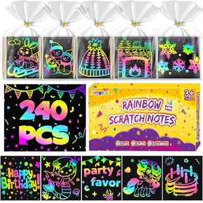 FunnyB & G Rainbow Scratch Art Party Favors for Kids ： 240 PCS Paper Paper Art Kit Girls Boys Teens Classroom Award