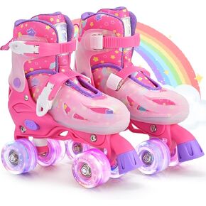 Sulifeel Roller Skates for Girls Boys Boys تتراوح أعمارهم بين 3-10 مع عجلات خفيفة ، وأحجام 4 أحجام قابلة للتعديل للأطفال الأطفال المبتدئين الصغار