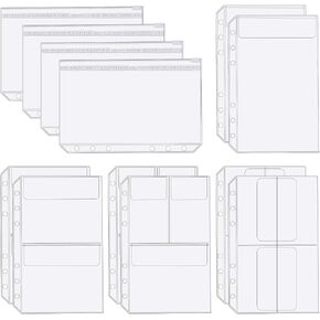 12 PCS A5 BINDERS ، جيوب الموثق ، وثيقة مجلدات السوستة PVC CLEAR ، و 6 ثقوب مجلدات ، وملحقات مخطط A5 لأكياس أجهزة الكمبيوتر المحمولة ذات 6 حلقة