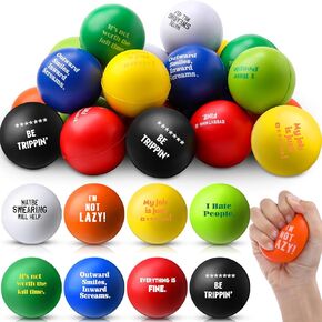 Blulu 24 PCS كرات الإجهاد المضحكة الجزء السفلي 2.48 بوصة كرات تخفيف الإجهاد تشكيلة مع اقتباسات مضحكة الإغاثة القلق هدايا هدايا لزميل العمل