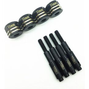 TREAL Brass Extended Wheel Hubs 11mm w Stub Axles (4pcs) for Redcat GEN8 V2 Upgades Accessories(Black)