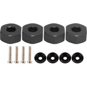 4pcs RC Hex Combiner , Wheel Hub Hex Adapter 5mm to 12mm Combiner Available for WPL D12 1/10 RC Model Trucks (Black BL)