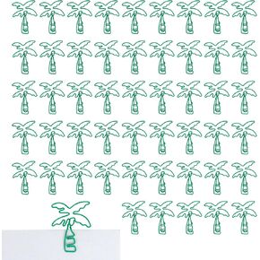 50pcs أشجار النخيل وجوز الهند على شكل شجرة جوز الهند مقاطع معدنية خضراء - مقاطع ورق للمكتب والمدرسة والقراءة
