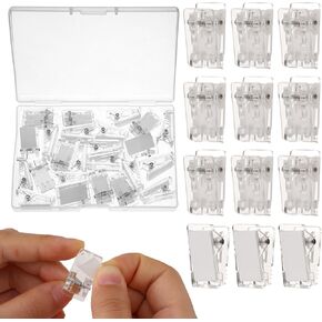 24 PCS مقاطع لاصقة ، مقاطع زنبركية لزجة ، مقاطع لاصقة من البلاستيك ، مقاطع نسيج مقاطع الجدران ، مقاطع جدارية للتعليق ، مقاطع صافية للمكتب منزل ملصق صور الملصقات