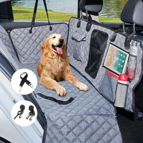 Dog Car Seat Cover for Back Seat Waterproof Backseat Cover for Dogs in Car Durable Nonslip Dog Hammock for Car Sedans, Trucks, Suvs, Standard 54" W x 58" L (Grey)