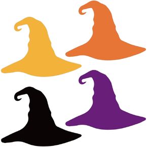 80PCS Witch Hat Cutouts for Bulletin Board Decoration - Halloween Witch Cap Paper Cutouts for Party, School, Office, Window Decoration