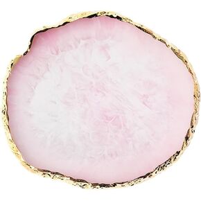 Nail Art Palette Stone,Nail Art Painting Mixed Color Palette Resin Nail Art Palette Gold Edge Nail Gel Color Makeup Display (Pink)