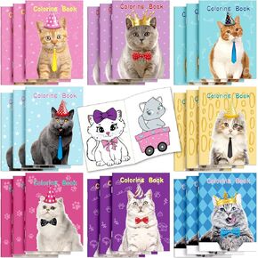 Jutom 48 Pcs Cat Coloring Books Bulk for Kids Adults Relaxation Gifts DIY Coloring Book Party Favors for Home School Classroom Activity