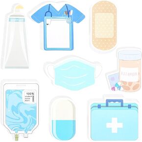 8 Pack 240 Sheets Mini Funny Nurse Sticky Notes Nursing Student Essentials Bright Colors Nurse Stationary Sticky Notes Booklet Self Stick Note Pads for Hospital School Nurse Supplies