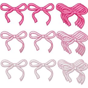 18pcs Bow Patches, Iron on Bow Pink Patch for Clothes Shoes Jeans Hats & More - Embroidery Applique for DIY Projects