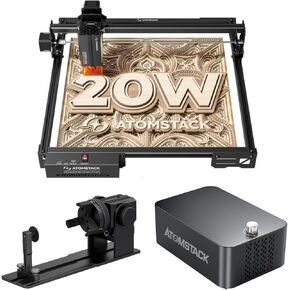 AtomStack 20W Laser Engraver Laser Rotary Chuck F60 Air Air Home for Higportization ، وبطاقات العمل ، والخشب ، والمعادن ، والأكريليك ، والجلد
