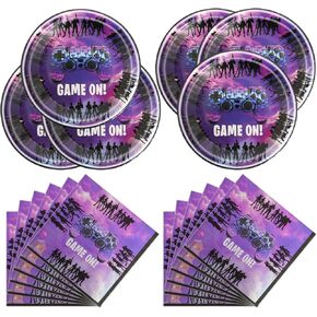 Video Games Party Tableware Supplies Set Including 20 pcs Plates and 20 pcs Napkins, Video Games Theme Party Baby Shower Birthday Decorations