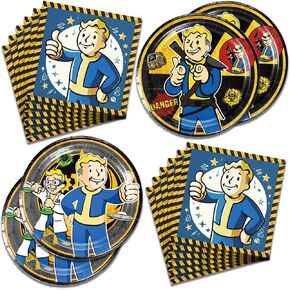 40pcs Fallout Vedio Game Party Supplies تشمل 20 لوحة ، 20 مناديلًا لزينة حفل عيد ميلاد Fallout