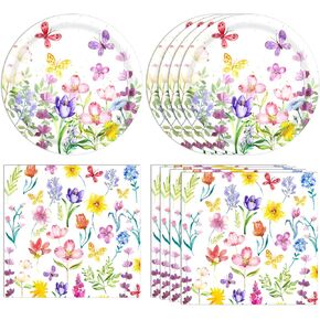 40pcs زخارف زهرية زهرية زهرية زهرية زخارف وشاي زخارف أدوات المائدة - لوحات يمكن التخلص منها ، والمناديل والمزيد لعيد ميلاد الفتيات أو دش الزفاف