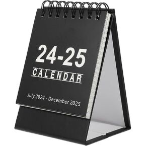 التقويم المكتبي المصغر Nuobesty 2024.07-2025.12 التقويم المكتبي الصغير المحمول تقويم التقويم الدراسي العام الدراسي للتخطيط لتنظيم الجدولة اليومية (أسود)