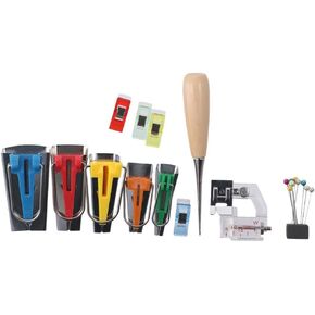 طقم 17pcs من صانعي الشريط من النسيج مع خياطة AWL AWL واحدة مزدوجة أضعاف أدوات صانع الأشرار