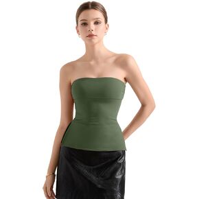 SUUKSESS Women Double Lined Going Out Trendy Tube Tops Side Split Sexy Tank Tops