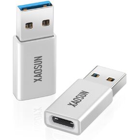 [10Gbps] USB C Female to USB Male Adapter (2-Pack), 3.1 USB A to USB C Adapter, XAOSUN One-Sided SuperSpeed Data Sync & 100W Fast Charging For iphone 15 Plus Pro Max, Laptop, Charger, Quest Link, etc.