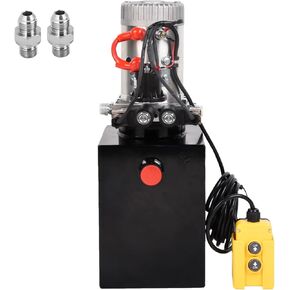 LCyindu Hydraulic Pump 4 Quart Hydraulic Power Unit DC 12V DC Single Acting Hydraulic Pump Metal Reservoir for Dump Trailer Car Lifting