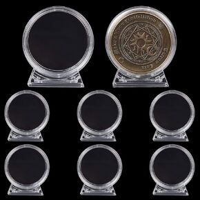 Webeedy 8 PCS حامل عملة أكريليك مع قاعدة عرض القاعدة القاعدة للعملة المعدنية تحدي COIN CONINE CASE CASE لعملة معدنية أقل من 40 مم في القطر