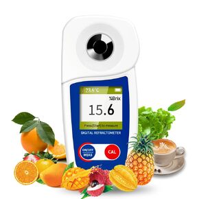 Digital Brix Refractometer Flagfront brix Meter Refractometer Automatic Temperature Compensation Brix Refractometer Range 0-55%，±0.1% Precision