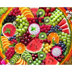 Springbok Fruit Platter 500 Piece Puzzle للبالغين- يتميز بصينية فواكه مبهرة