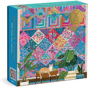 Galison Quilter's Corner – 1000 Piece Victoria Ball Jigsaw Puzzle Featuring Beautiful Artwork of Quilts and Textile Arts