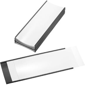 Patikil Magnetic Label حامل 8 "× 3" مع إدراج الورق ، و 10 أجهزة كمبيوتر C قناة CHANNEL FILE FILE CABINET ملصقات بطاقة بيانات الرف لافتات لرفوف أرفف أرفف أرفف البيضاء