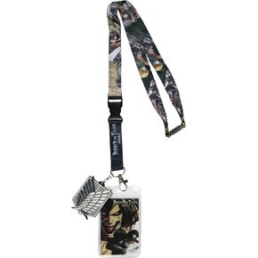 Attack On Titan ID Lanyard Breakaway Badge Holder Character Card and Survey Corps Emblem Rubber Charm for Keys Keychain