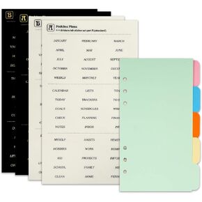 فواصل فهرس Zelten PP Binder مع ملصقات علامات تبويب المجلد و 4 أوراق للمنظم الشخصي (علامة تبويب PP Black 7-Polder ، A5/6 Hole)