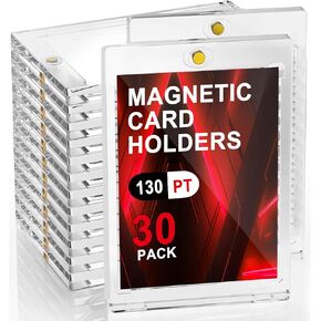 130pt Magnetic Card Holders, 15ct One Card Touch Holder for Trading Cards, Baseball Card Protectors Hard Plastic, Magnetic Thick Card Display Case for Sports Cards, Game Cards