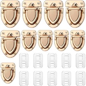 10pcs Twist Lock Buckle, Wallet Clasp Fastener Metal Hardware Clip Buckle with Washer For Making DIY Craft Purse, Tote Bag, Shoulder Bag,Craft Briefcase, 2 Sizes with Iron Sheet