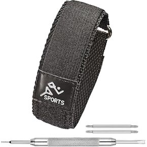 ALPINE Sporty Nylon Fabric Adjustable Strap for 20mm Watch Band - Waterproof & Quick Dry Nylon Replacement Watch Bands for Women & Men - Compatible with Regular and Smart Watch bands(Black/Black)