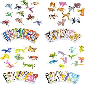 100pcs ألغاز كرتون ثلاثية الأبعاد للتعليم للأطفال - الحشرات ، الديناصورات ، الحيوانات ، المركبات التي تحمل عنوان البطاقات الدراسية ثلاثية الأبعاد للبنين والبنات إمدادات حفلات الحفلات