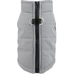 Smalllee_lucky_store سترة سترة سترة مع دبقية D للكلاب الصغيرة Zip-up في الخريف الربيع جرو معطف Chihuahua Yorkie هريرة دافئ ، رمادي ، ق ، S.