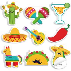 36 Pcs Cinco de Mayo Fiesta Notepads Happy Taco Shaped Notepads Set with Fiesta Hat Maracas Cactus Taco Piñata Guitar Avocado Wine Glass for Taco Cinco de Mayo Party Rewards Supplies