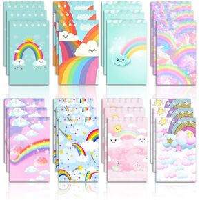 24 Pcs Mini Rainbow Notepads Rainbow Spiral Pocket Notebook Fun Coil Mini Notepad Rainbow Birthday Party Supplies 8 Styles Office Products Decoration